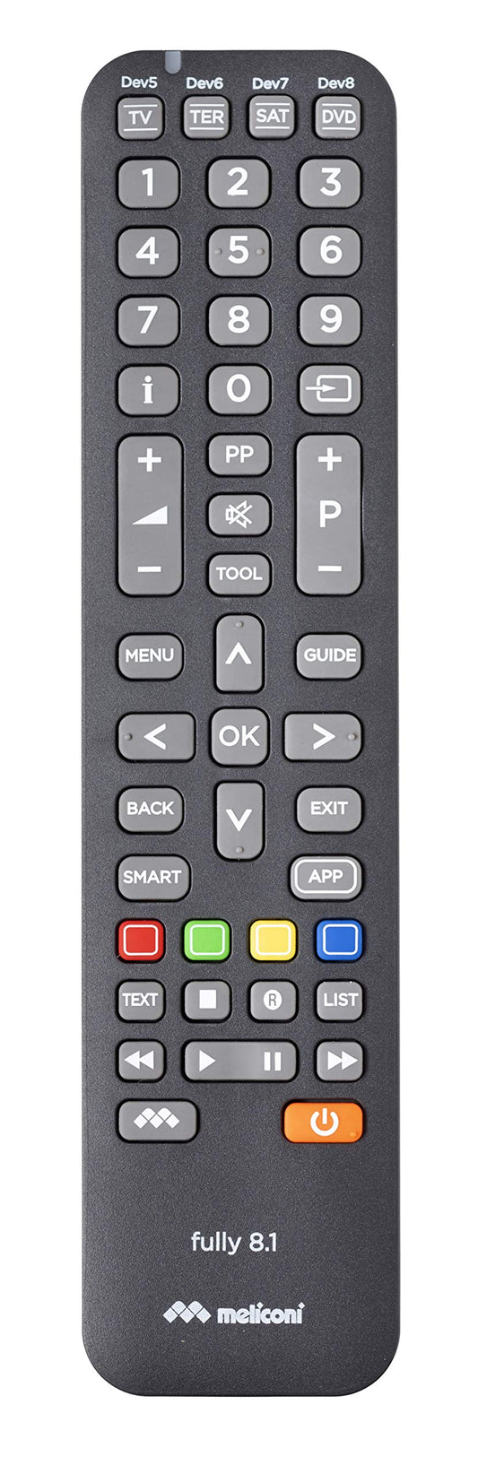 Meliconi Fully 8.1 Universālā tālvadības pults 8-in-1 TV, dekoderiem, Sky, DVD/Blu-ray, multimediju kastēm + IPTV un citiem