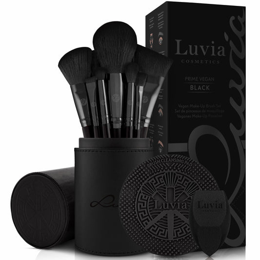 Make-up otu komplekts 15 daļīgs vegānisks | 12 profesionālas kosmētikas otas | ar blenderi, tīrīšanas paklājiņu un otu uzglabāšanu no vegāniskas ādas |