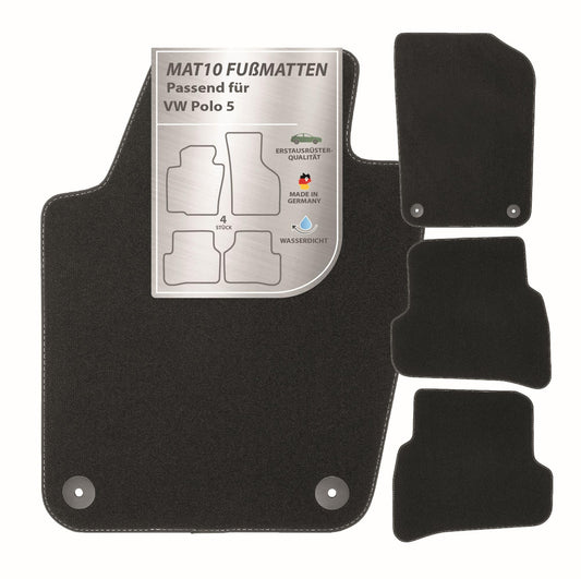 16. MAT10 – automašīnas paklāji, kas piemēroti VW Polo 5 (BJ 06/2009 - 08/2017, tips 6R + 6C) no velūra | 4 gabalu automašīnu paklāju komplekts | izturīga oriģināla kvalitāte, ražots Vācijā