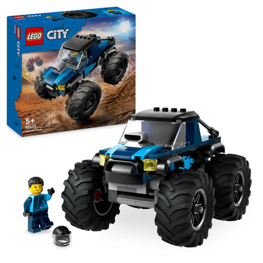 LEGO City Zilais Monsterauto - bezceļu automašīna ar sacīkšu braucēja minifigūru, rotaļlieta bērniem no 5 gadiem.