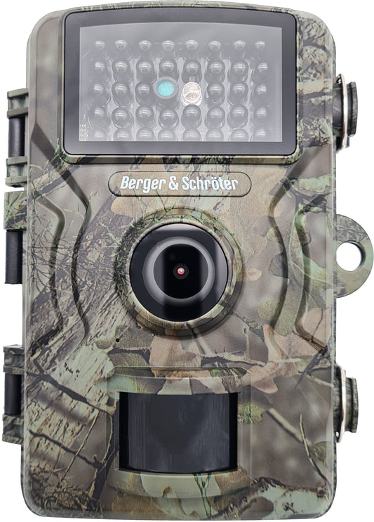 Berger & Schröter DH1 meža kamera 16MP Full HD ar kustību sensoru No Glow 940nm melnā LED nakts redzamība 0,7s ātrais izsistējs IP66 ūdensizturīgs 32GB SD atbalsts 90° plaša leņķa nakts redzamības kamera āra apstākļiem
