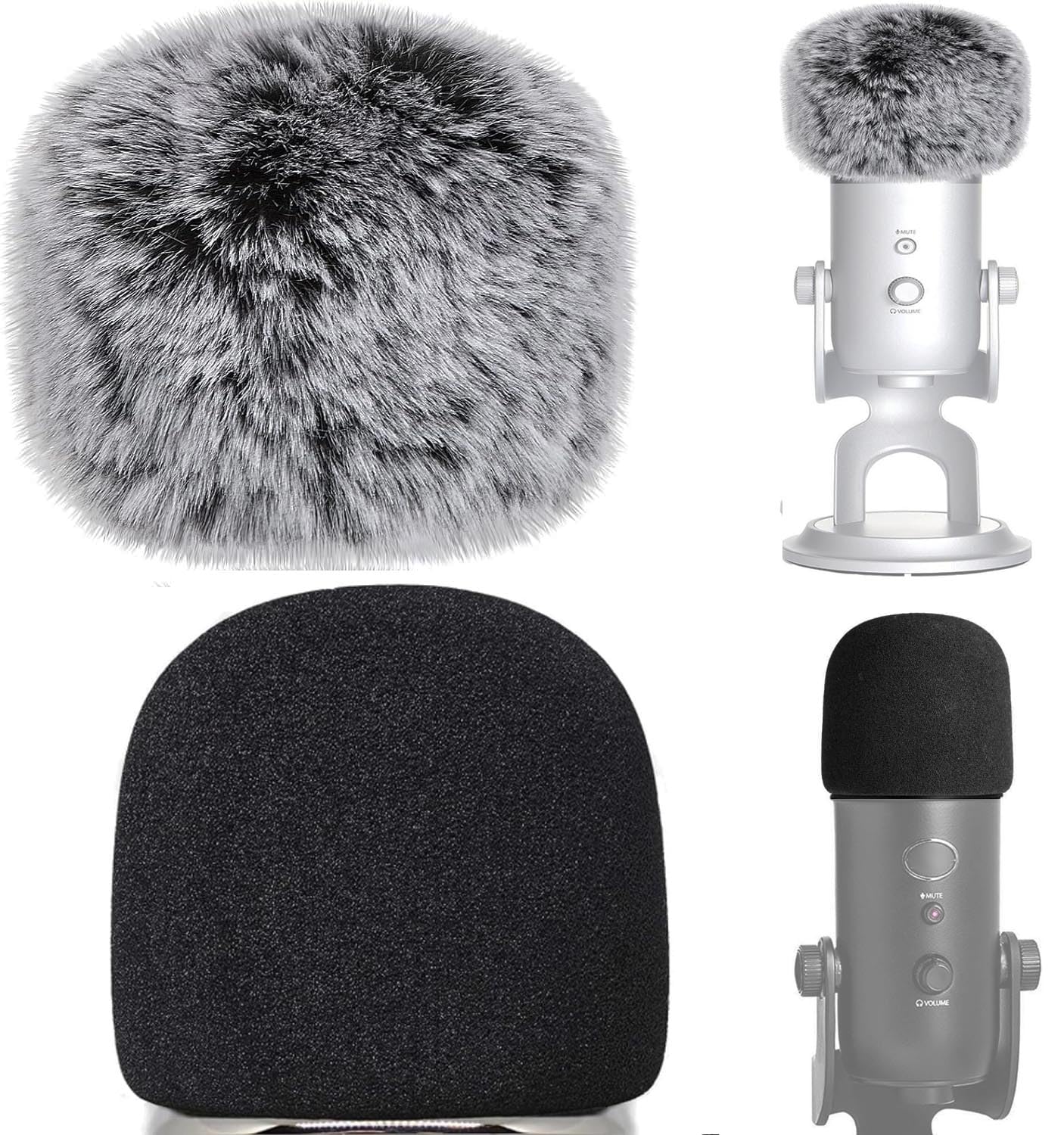 Mikrofona vēja aizsargs VIZEMO, 2 gab., putu un pūkains pop filtrs Blue Yeti, Blue Yeti Pro USB mikrofonam