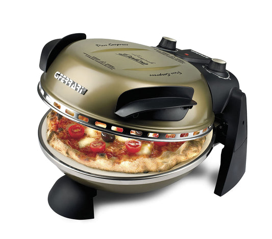 G3 Ferrari G10006 Pica Ārējais Prieks, Cepeškrāsns Pica, 1200 W, 400°C, Akmens Ugunsizturīgs (diametrs 31 cm), Taimeris 5', Recepte iekļauta, Zelta Vecums