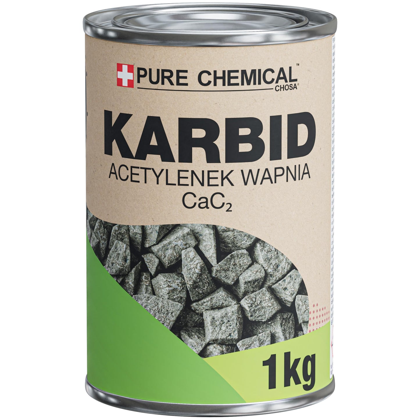 Karbīds CHOSA 1kg – karbīda akmeņi karbīda lampām – metāla kārba ar ciešu aizdari