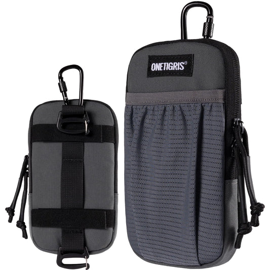 Taktiskais telefona maciņš OneTigris EDC Pouch Molle maza soma ar karabīnēm 4,7"-6,7"/12cm-17cm, universāls iPhone 16 15 14 13 12 Pro Max 7 8 Plus/Samsung Galaxy S21 S22, pelēka
