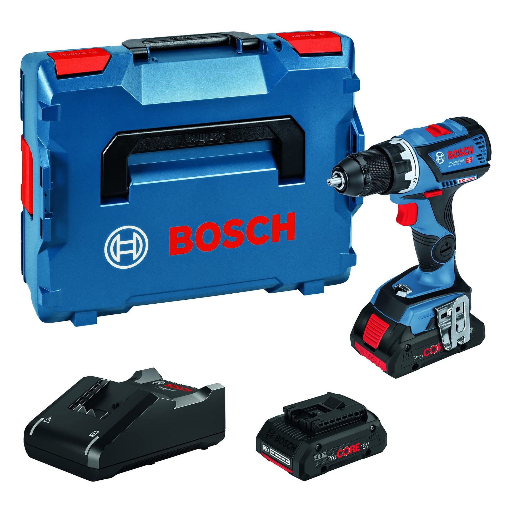 Bosch Professional 18V akumulatora urbjmašīna GSR 18V-60 C - 60 Nm griezes moments, 2x 4.0Ah akumulators, ātrā uzlāde, L-BOXX.