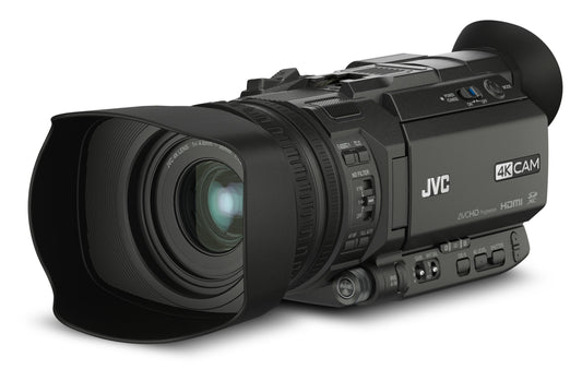 JVC GY-HM170E - Compact 4K camcorder with SD/SDHC/SDXC card support and professional video features.