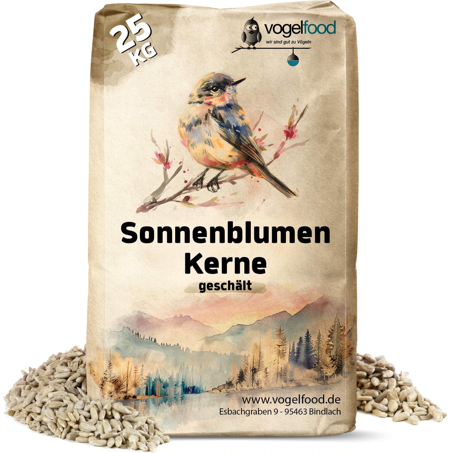Nomizētas saulespuķu sēklas 25 kg | Premium savvaļas putnu barība | Barība putniem visam gadam | Ideāls enerģijas avots vasarai un ziemai | Bez čaumalām