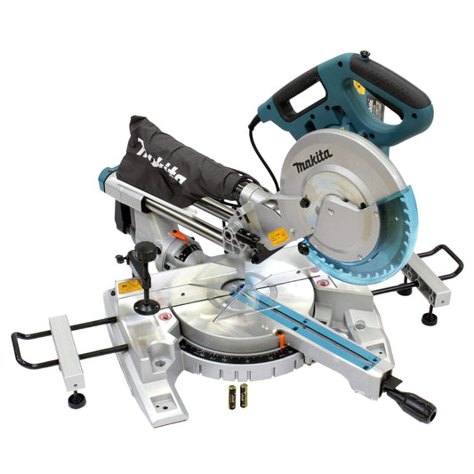 Makita LS1018LN kapšanas un leņķzāģis - precīzs, zils, ar 2600W jaudu un 305 mm zāģa asmeni.