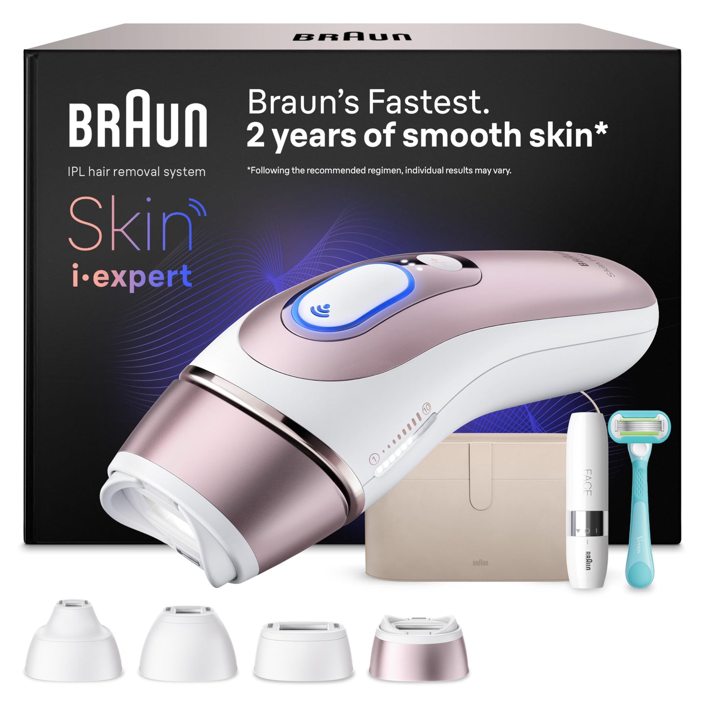 Braun Smart IPL plaukų šalinimo įrenginys Skin i·expert 7, PL7442, rožinio aukso