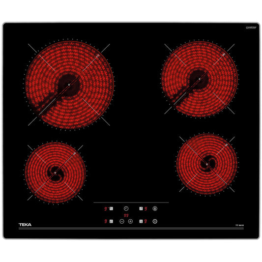 TEKA stikla keramikas plīts ar 4 gatavošanas zonām, moderna plīts ar ātrās uzsildes automātiku, sensora vadību un bērnu drošības funkciju, elegants metāla rāmis – 60 cm