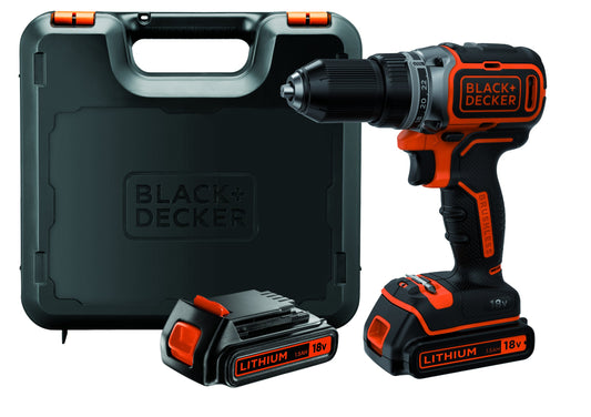 Black+Decker BL186KB-QW - Orange/Black cordless drill with battery, lightweight design, and powerful performance.
