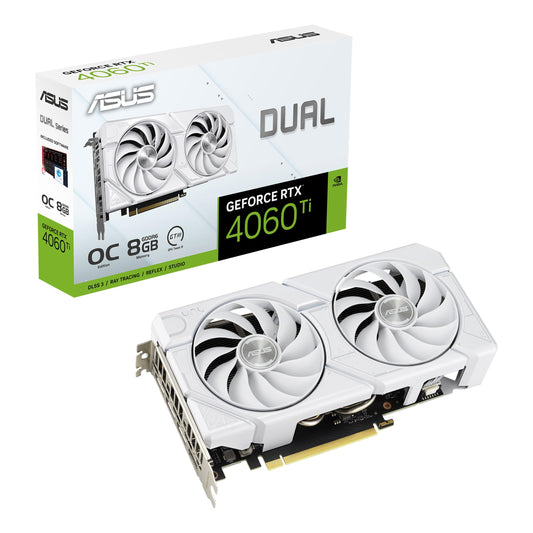 ASUS Dual GeForce RTX 4060 Ti EVO White OC Edition - 8GB GDDR6, DLSS 3, PCIe 4.0, 1x HDMI 2.1a, 3x DisplayPort 1.4a