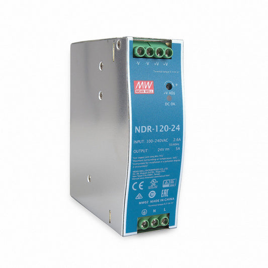 DIN sliežu barošanas bloks MeanWell NDR-120-24 120W 24V 5A