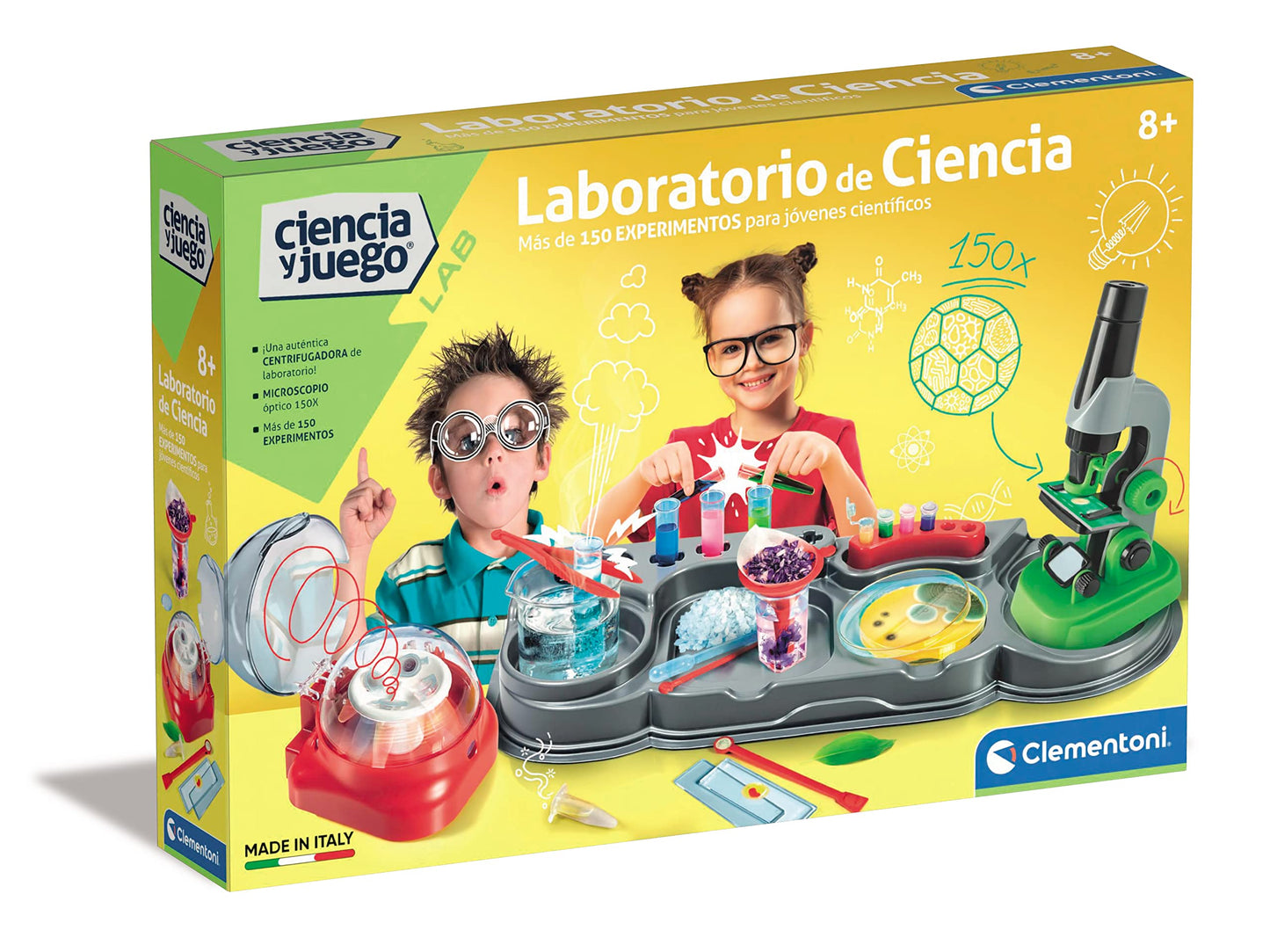 Clementoni Zinātnes laboratorija - krāsains komplekts ar eksperimentiem, veicina zinātnes izpēti un radošumu.