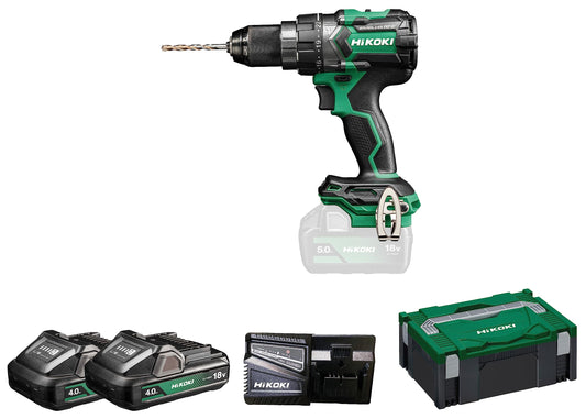 HIKOKI DV18DCWHZ - 18V triecienurbjmašīna ar 140 Nm griezes momentu, 2x 4,0Ah akumulatori, bezsuku motors, HSCII koferis.