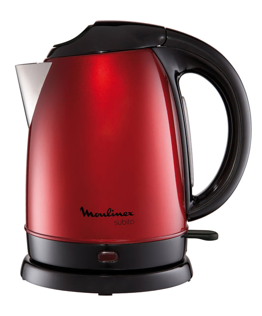 Moulinex Subito tējkanna - nerūsējošais tērauds, 1,7L, noņemams kaļķu filtrs, atvāžams vāks, vīna sarkans, BY530530