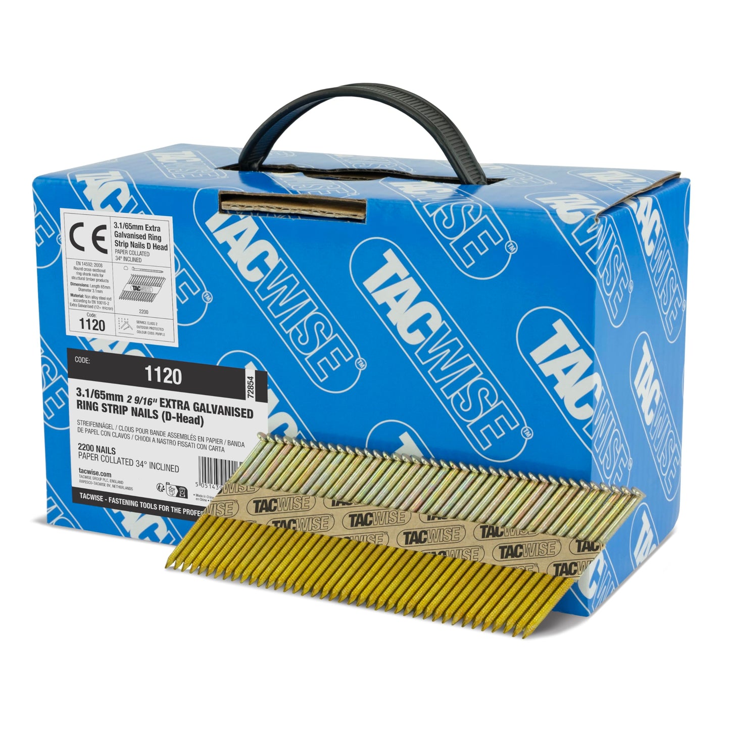 Tacwise 1120 extra cinkoti karkasa naglas 3,1 / 65 mm, D veida galva, 2200 gab.