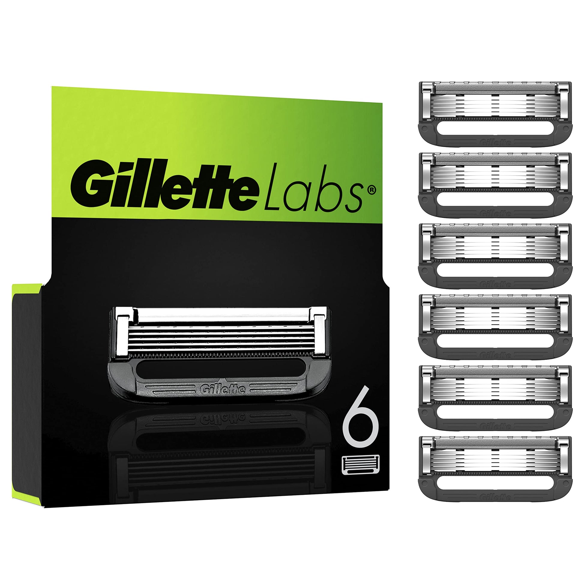 Gillette Labs Rezerves asmeņi, saderīgi ar GilletteLabs skuvekļiem ar tīrīšanas elementu un Heated Razor, 6 rezerves asmeņi