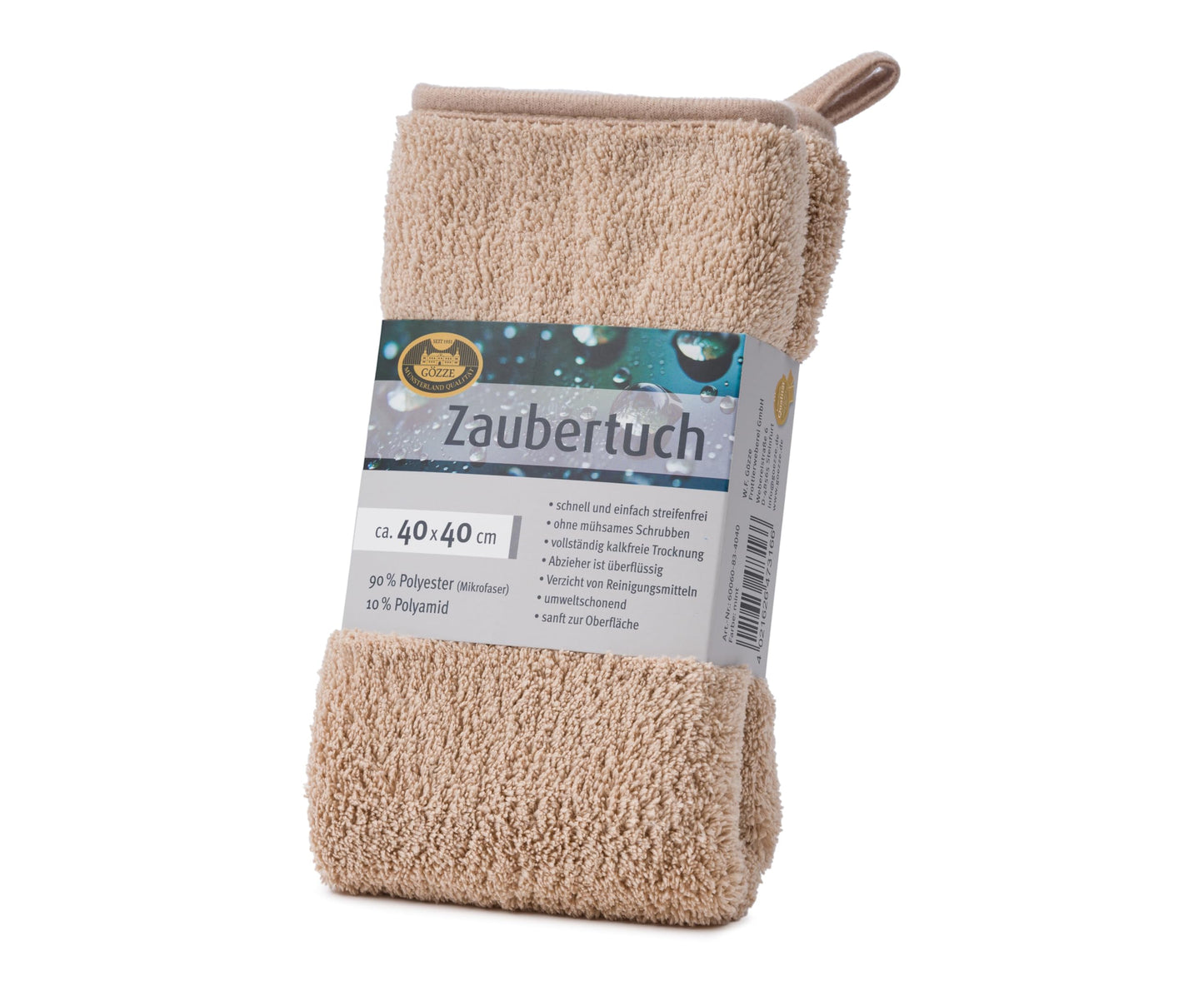 Mikrošķiedras tīrīšanas lupatiņa Gözze Zaubertuch, īpaši uzsūcoša, 600 g/m², vannas istabai, virtuvei un automašīnai, 40 x 40 cm, smilšu krāsā