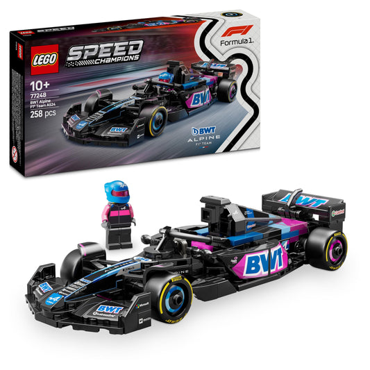 LEGO Speed Champions BWT Alpine F1 Team A524 - Formula 1 race car toy with collectible minifigure, ideal gift for ages 10+.