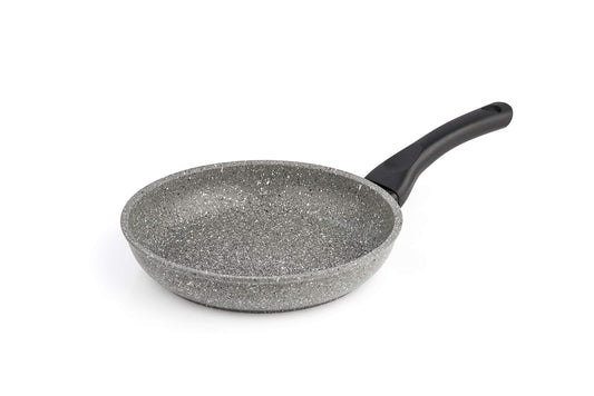 Barazzoni Monolitica frying pan - 28 cm, stone look, Marmotech coating, aluminum/steel induction base, made in Italy, gray
