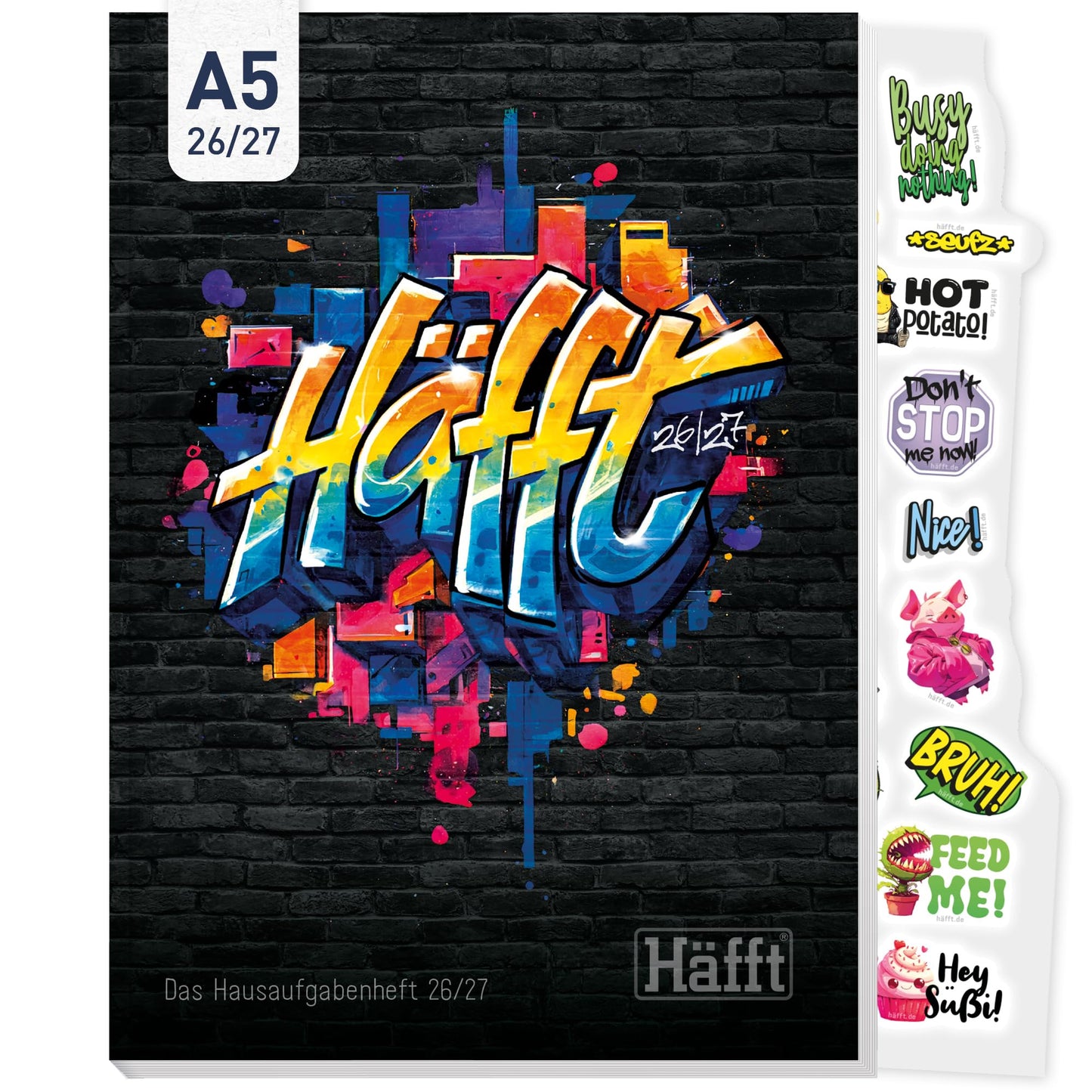 Skolēna dienasgrāmata Häfft® Original 2026 2027 A5 “Graffiti” mājasdarbiem un plānošanai
