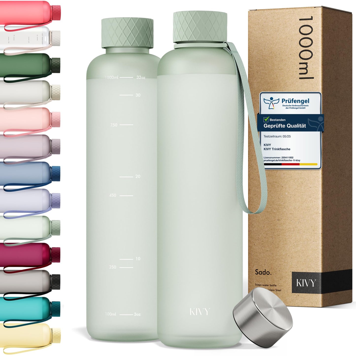 Trinkflasche KIVY 1l no Tritan, piemērota gāzētiem dzērieniem, hermētiska