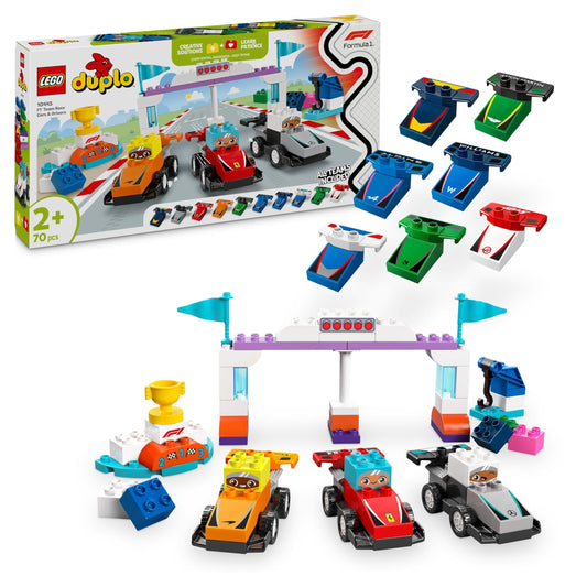 LEGO DUPLO Town F1 Race Car - Includes race drivers, imaginative play, family-friendly building toy for ages 2+