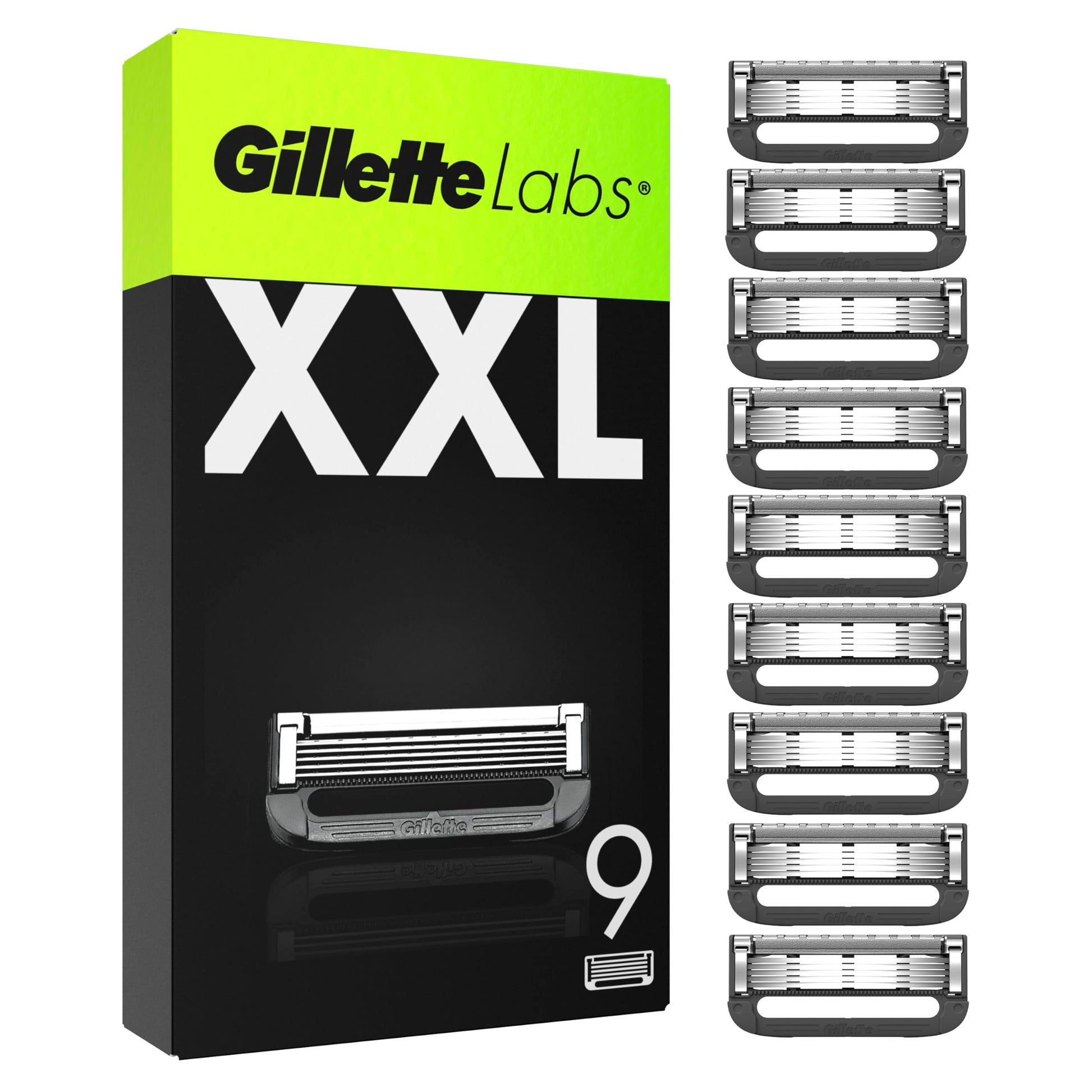 Gillette Labs Rezerves asmeņi, Saderīgi ar GilletteLabs skuvekļiem ar tīrīšanas elementu un Gillette Heated Razor, 9 rezerves asmeņi