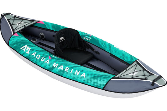 Piepūšamais kajaks Aqua Marina Laxo-285 2022 komplektā, 1 persona, 9'4" 285 x 90 cm, ar airi, pumpi un mugursomu