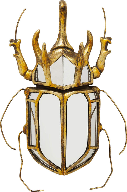 Sienas spogulis Kare Design Beetle Mirror, zelta, 37x25x6 cm, sienas dekors, interjera aksesuārs, vaboles motīvs, spoguļots, viesistabai