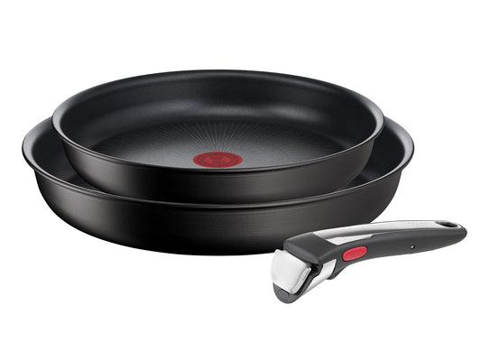 Tefal Ingenio Unlimited - 3-piece induction frying pan set, non-stick, stackable, removable handle, Thermo-Signal technology.