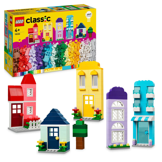 LEGO Classic Radošās mājas - 850 klucīši, mājas būvēšanas rotaļlieta, dāvana bērniem no 4 gadu vecuma 11035
