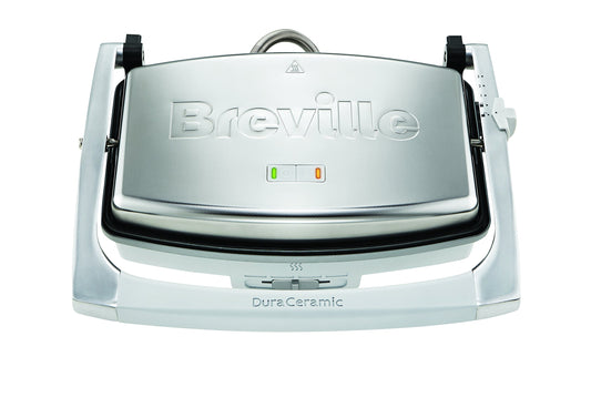 Breville DuraCeramic sviestmaizes/panini prese un tosteris | 2 šķēļu sviestmaizes gatavotājs kafejnīcas stilā | nerūsējošais tērauds [VST071X]