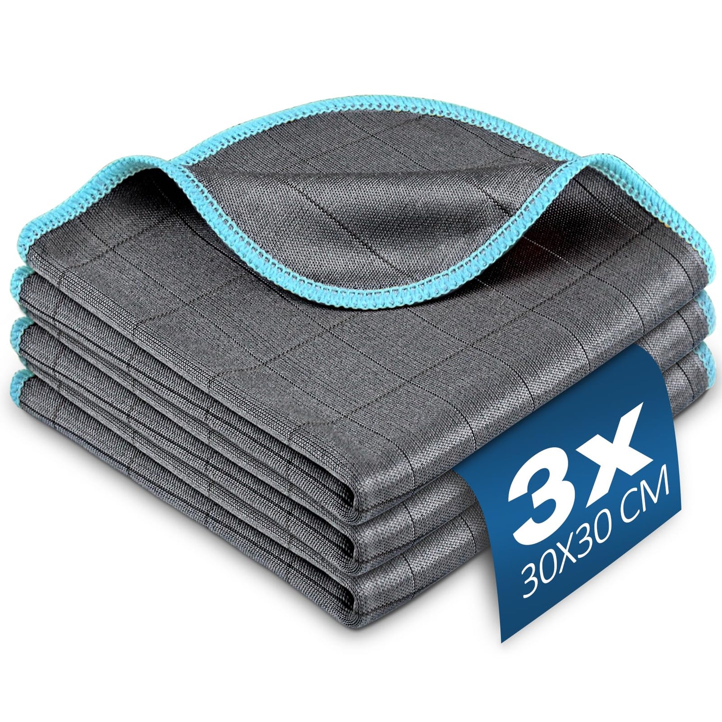 Airlab 3 gab. logu tīrīšanas drānas ar oglekļa šķiedru, 400 GSM, bez svītrām, zilas