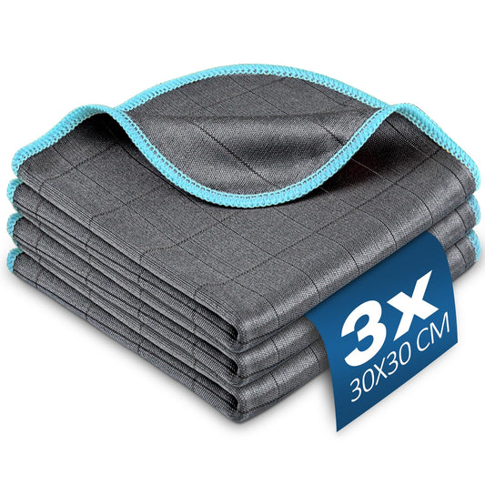 Airlab 3 gab. logu tīrīšanas drānas ar oglekļa šķiedru, 400 GSM, bez svītrām, zilas