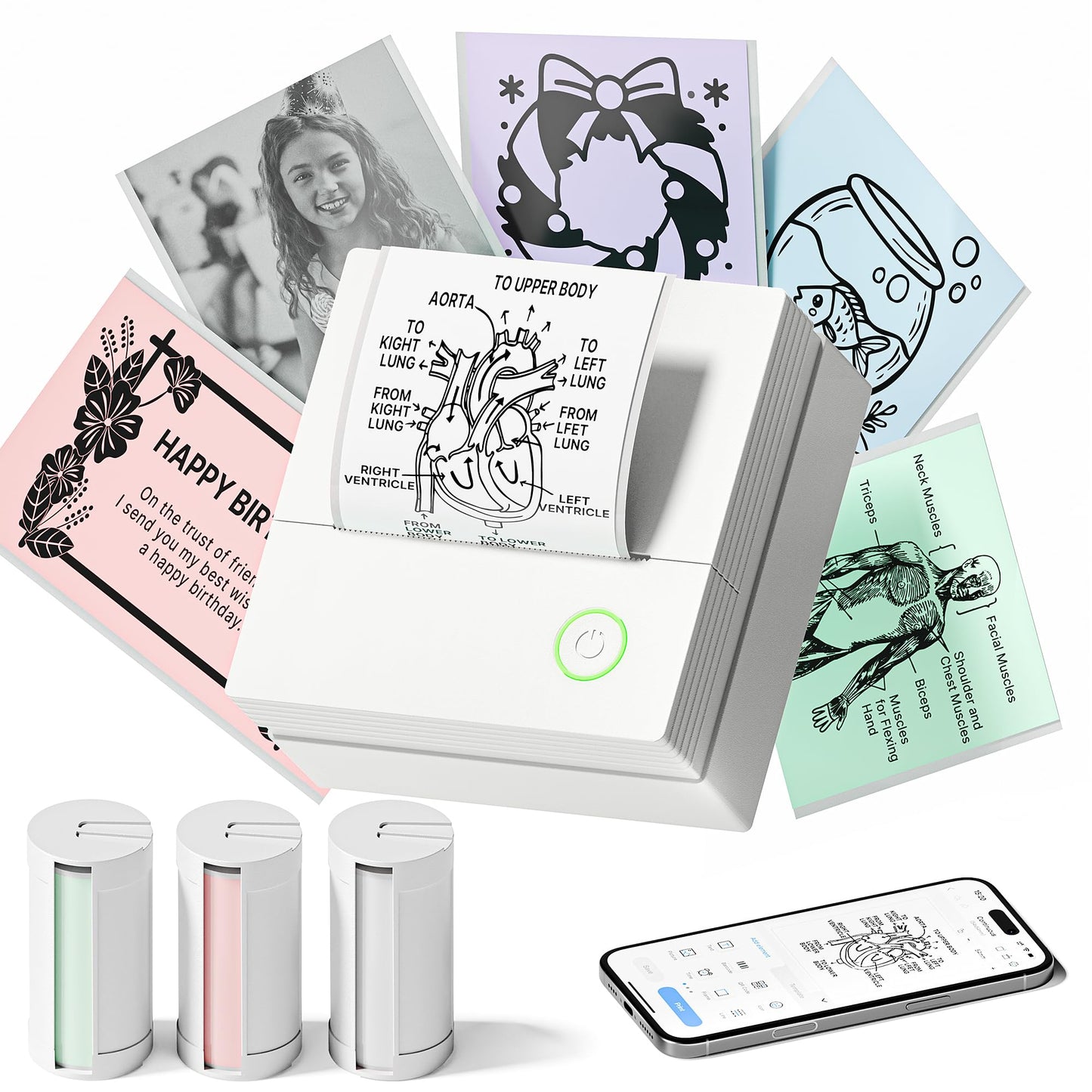 Etiķešu printeris TYPONOS PM290 Mini Bluetooth termoprinteris ar ruļļa papīru