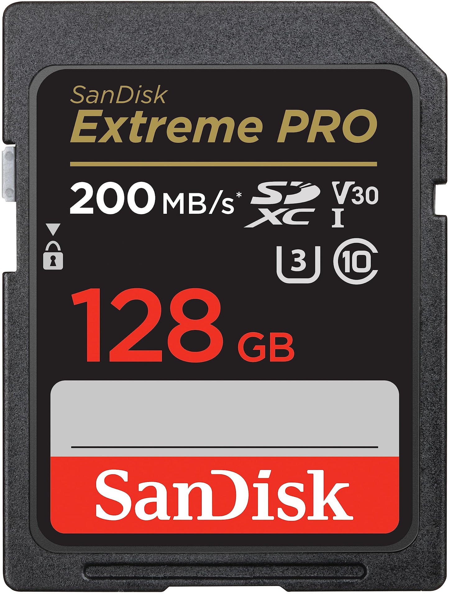 SanDisk Extreme PRO SDXC UHS-I atmiņas karte 128 GB, V30, 200 MB/s, U3, 4K UHD video, SanDisk QuickFlow tehnoloģija, temperatūras izturīga