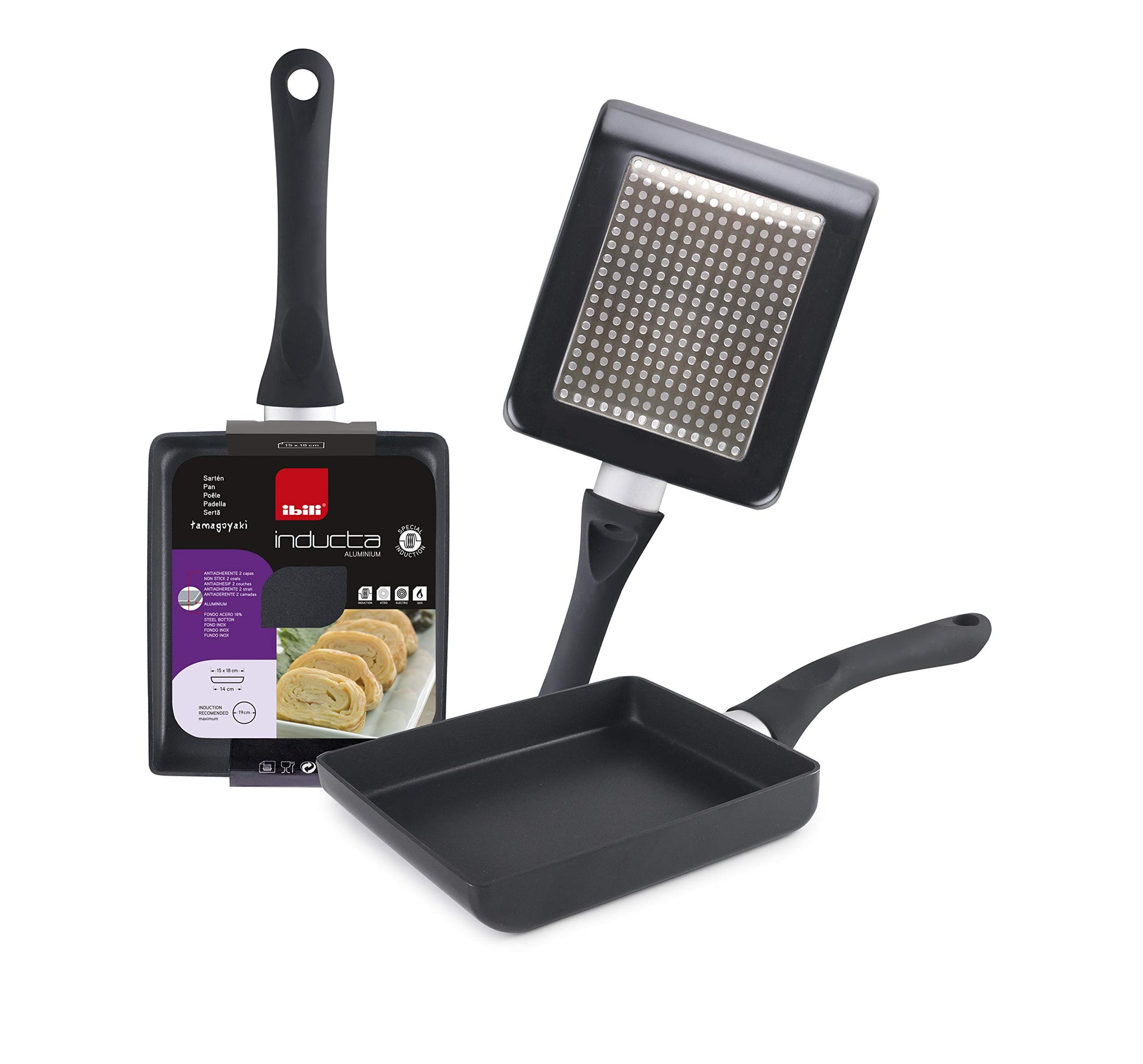 IBILI Tamagoyaki Panna Inducta - Black aluminum, 15x18 cm, ideal for making Japanese omelets.