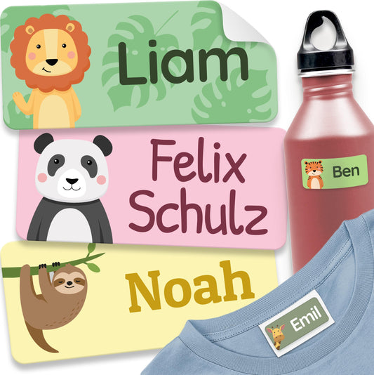 melu kids® vārdu uzlīmes bērniem - bērnudārzam/skolai (60 Stk, Dschungel)