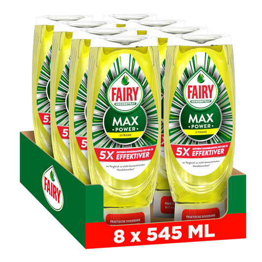 Fairy Max Power trauku mazgāšanas līdzeklis Citrus, 8x545 ml
