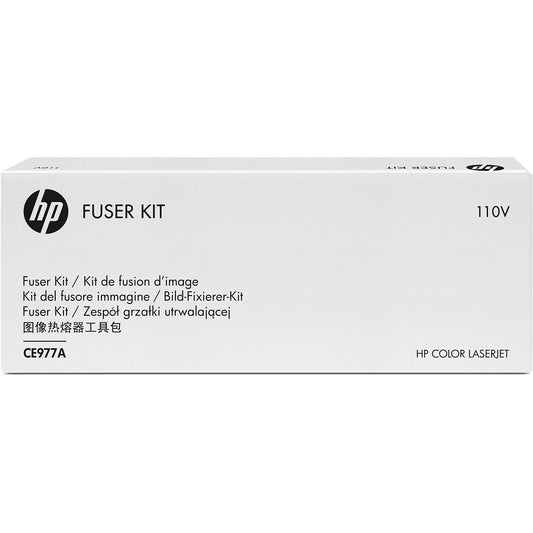 HP CE977A Fuser Kit - Compatible with CP5525, 110V, enhances print quality and performance.