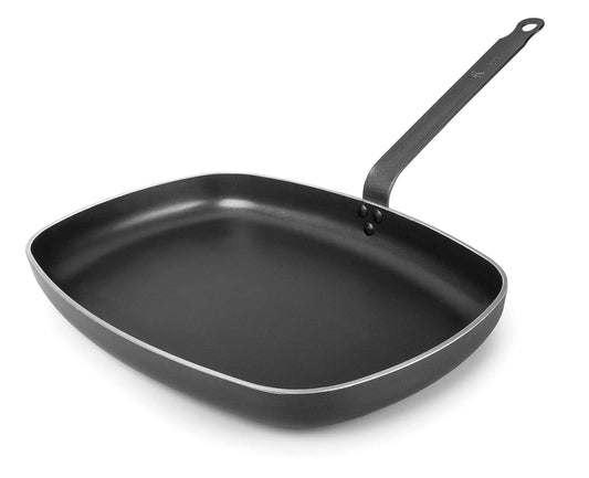 Lacor 23638 Paellapanna - Robust 38 cm rectangular aluminum pan, black, ideal for paella and other dishes.