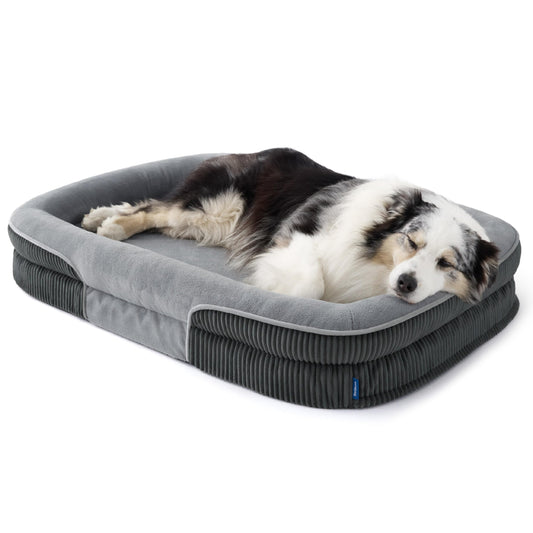 Ortopēdiska suņu gulta BEDSURE XL Pro lieliem suņiem, 114x81x18cm, pelēka