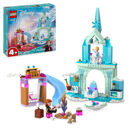 LEGO Disney Frozen Elzas Ledus pils - Includes Elsa and Anna dolls, 2 animal figures, perfect gift for kids aged 4+.