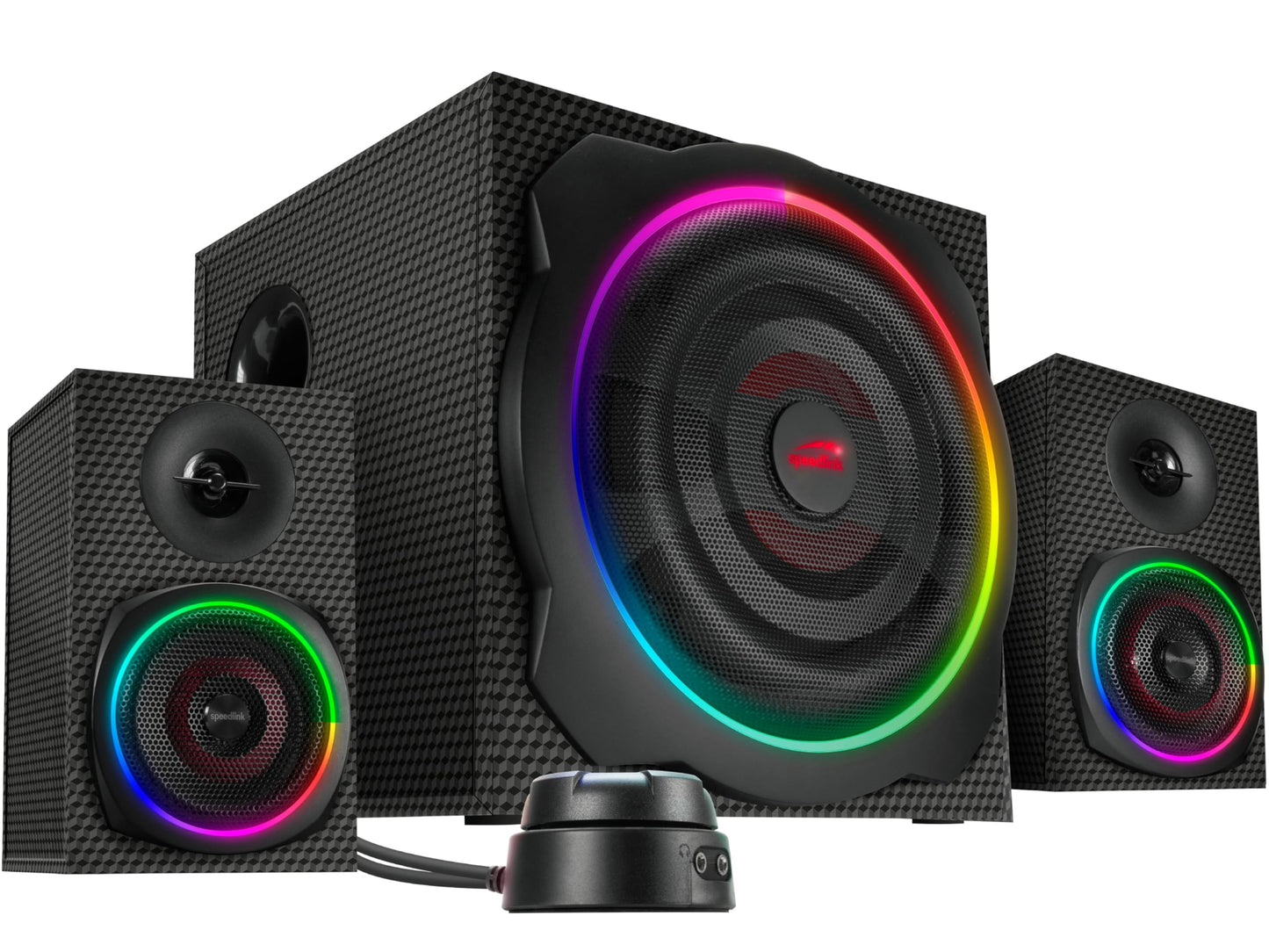Datoru skaļruņi Speedlink Gravity Carbon RGB 2.1 ar Bluetooth un 3,5mm savienojumu