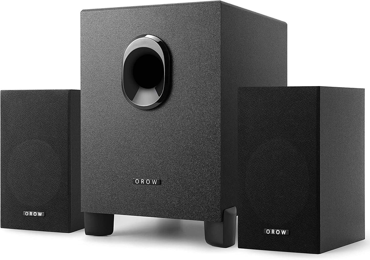 Datoru skaļruņi OROW, 16W 2.1 skaļruņu sistēma ar zemfrekvenču skaļruni, darbināmi ar USB, stereo skaņa, jaudīgi basi, ideāli spēlēm un datoram (koka korpuss)