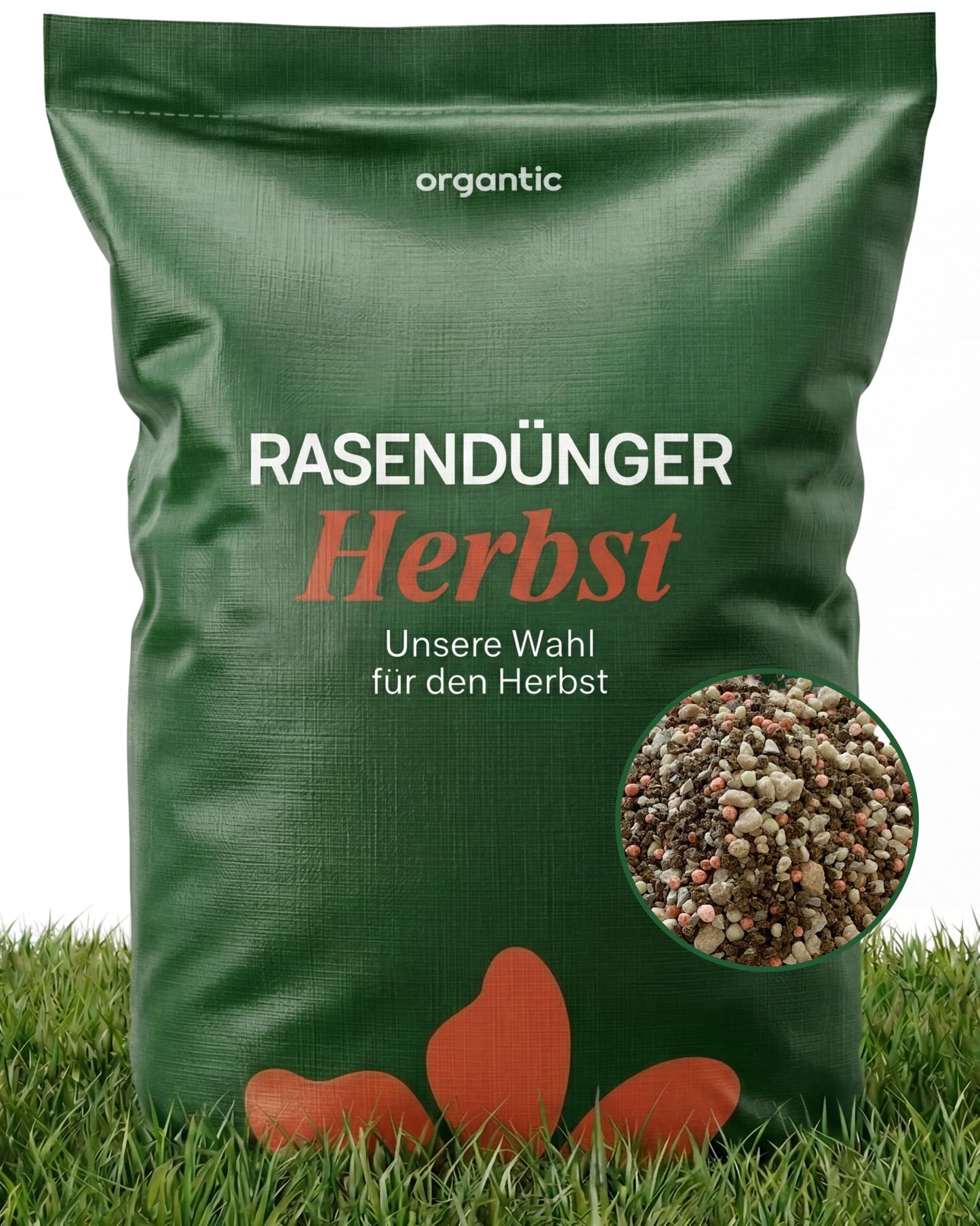 Rudens zāliena mēslojums, organtic, 5kg, zāliena mēslojums ar kāliju rudenim un ziemai, veicina sulīgi zaļu zālienu, nomāc sūnas un stiprina zāles stiebrus, organiskai zāliena kopšanai dārzā