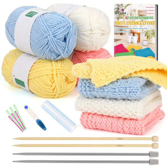 Adīšanas komplekts iesācējiem Aeelike 4 Muster, ar adāmadatām 5,0mm, 5Ply dziju un piederumiem